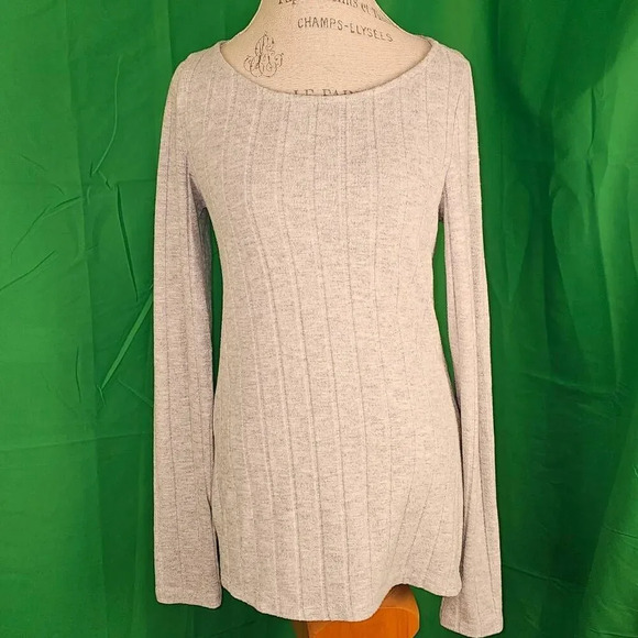 Anthropologie Womens Gray Ribbed Tunic Sweater Medium - Picture 1 of 5